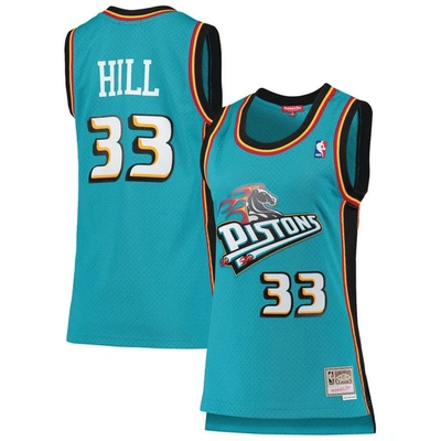 Mitchell & Ness Grant Hill Teal Detroit Pistons 1998/99 Hardwood Classics Swingman Jersey