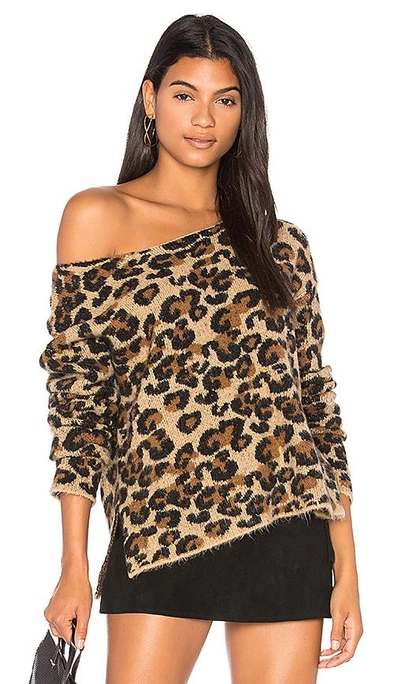 Central Park West Montana Avenue Leopard Sweater In Brown