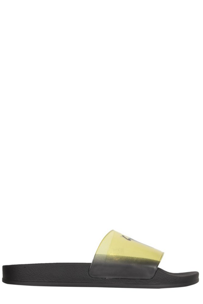 Giuseppe Zanotti Slide Sandals With Logo In Gold