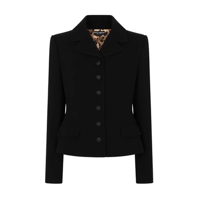 Dolce & Gabbana Single-breasted Virgin Wool Jacket In Black