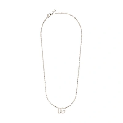 Dolce & Gabbana Link Choker With Dg Logo In Silver_palladium