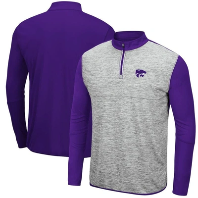 Colosseum Men's  Heathered Gray, Purple Kansas State Wildcats Prospect Quarter-zip Jacket In Heathered Gray,purple
