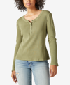 Lucky Brand Ribbed Snap Henley In Loden Green