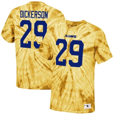 Mitchell & Ness Men's  Eric Dickerson Gold Los Angeles Rams Tie-dye Retired Player Name And Number T-