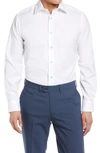 David Donahue Trim Fit Textured Dobby Dress Shirt In White/ White