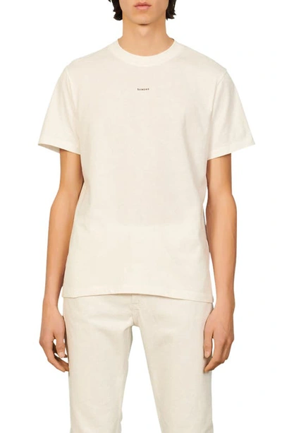 Sandro Small Logo Tee In Ecru