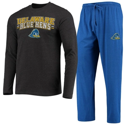 Concepts Sport Royal/heathered Charcoal Delaware Fightin' Blue Hens Meter Long Sleeve T-shirt & Pant