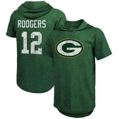 Majestic Fanatics Branded Aaron Rodgers Green Green Bay Packers Player Name & Number Tri-blend Hoodie T-shirt