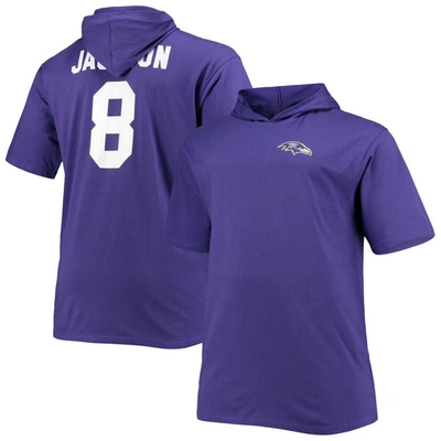 Fanatics Branded Lamar Jackson Purple Baltimore Ravens Big & Tall Player Name & Number Hoodie T-shir
