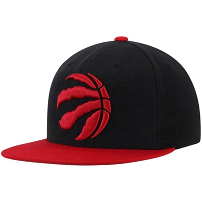 Mitchell & Ness Men's  Black, Red Toronto Raptors Two-tone Wool Snapback Hat In Black,red