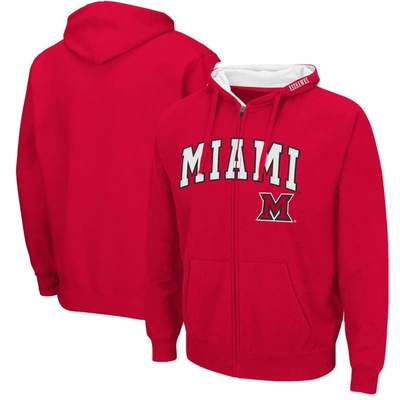 Colosseum Men's  Red Miami University Redhawks Arch And Logo 3.0 Full-zip Hoodie