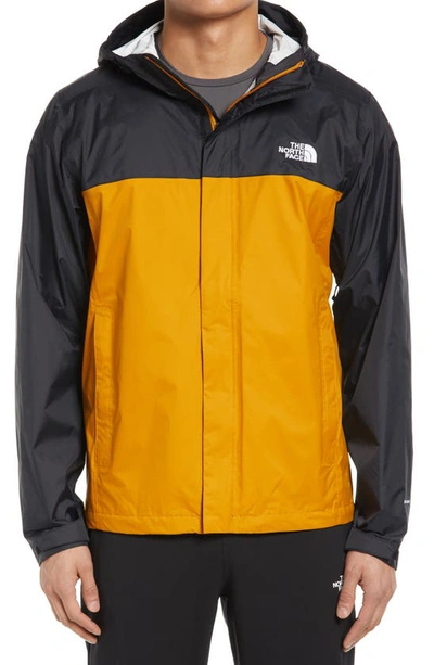 The North Face Venture 2 Hooded Waterproof Rain Jacket In Citrine Yellow/ Tnf Black