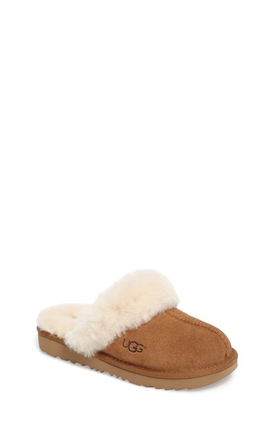 Ugg Kids' Moraene Genuine Sheepskin & Faux Fur Lined Slipper In Brown
