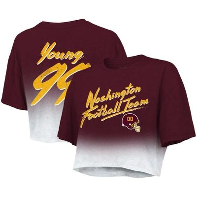 Majestic Threads Chase Young Burgundy/white Washington Football Team Drip-dye Player Name & Number T In Burgundy,white
