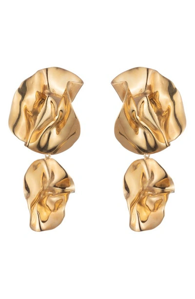 Sterling King Fold Drop Earrings In Gold