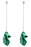 Sterling King Gelsey Fold Drop Earrings In Emerald
