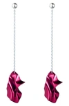Sterling King Gelsey Fold Drop Earrings In Fuchsia