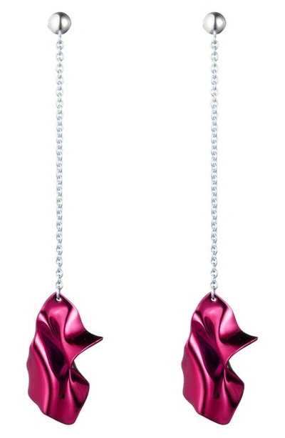 Sterling King Gelsey Fold Drop Earrings In Fuchsia