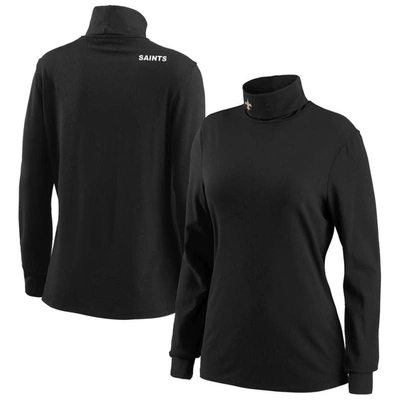 Wear By Erin Andrews Black New Orleans Saints Long Sleeve Tri-blend Turtleneck T-shirt