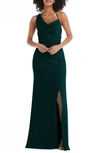 After Six One-shoulder Draped Cowl-neck Maxi Dress In Evergreen