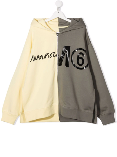 Mm6 Maison Margiela Teen Colour-block Zip-up Hoodie In Multicolor