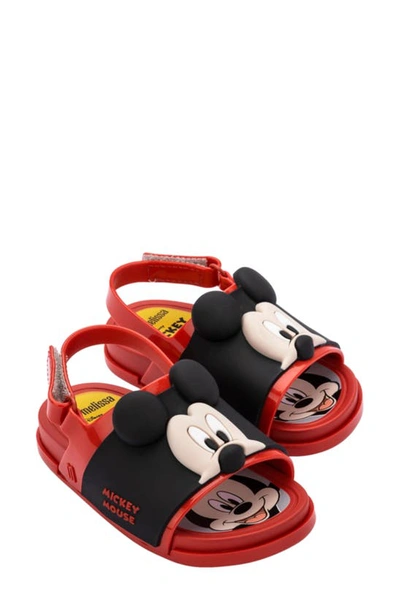 Melissa Kids' X Disney Mickey And Friends Water Resistant Slingback Sandal In Red/ Black