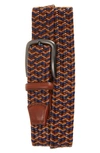 Torino Braided Leather Belt In Tan/ Blue/ Saddle