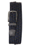 Torino Braided Leather Belt In Black/ Navy/ Grey