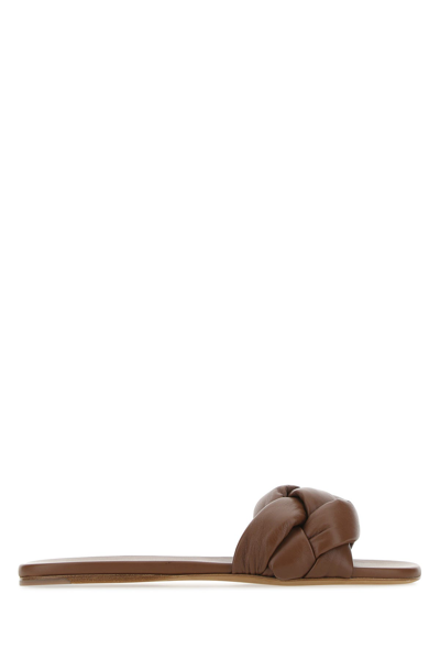 Miu Miu Braided Strap Padded Flat Sandals In Brown