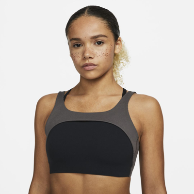 Nike Women's  Yoga Indy Light-support Lightly Lined Ribbed Sports Bra In Black