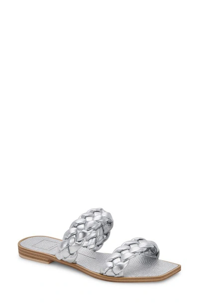 Dolce Vita Indy Braided Flat Sandals Women's Shoes In Silver Metallic