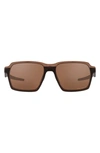 Oakley 58mm Polarized Rectangular Sunglasses In Matte Rootbeer/ Prizm Tungsten