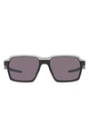 Oakley 58mm Rectangle Sunglasses In Matte Black/ Prizm Grey