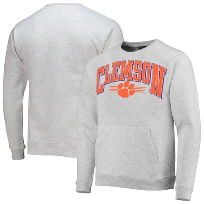 League Collegiate Wear Heathered Gray Clemson Tigers Upperclassman Pocket Pullover Sweatshirt In Heather Gray