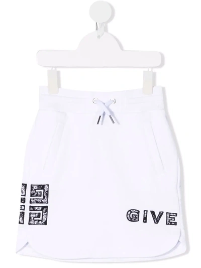 Givenchy Teen Logo-appliqué Drawstring Skirt In White