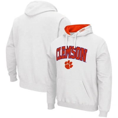 Colosseum Men's White Clemson Tigers Arch Logo 3.0 Pullover Hoodie