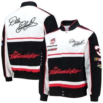 Jh Design Men's  White, Black Dale Earnhardt Goodwrench Twill Uniform Full-snap Jacket In Black,white