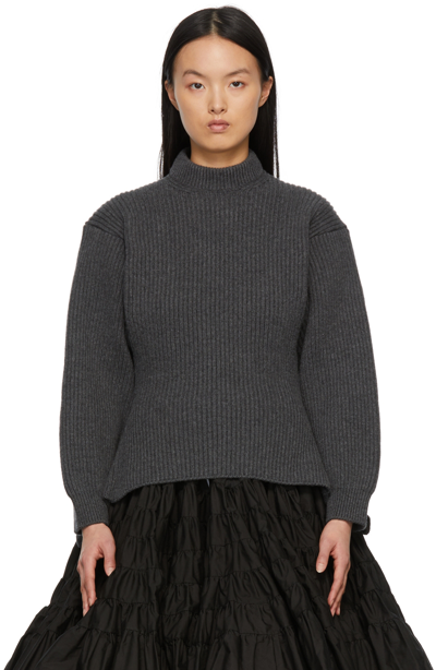 Alaïa English Ribbed Wool & Cashmere Jumper In Gris Fonce