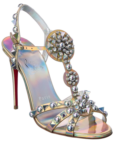 Christian Louboutin Goldora 100 Patent Sandal In Silver