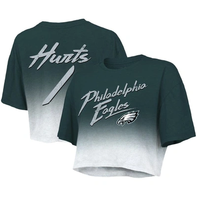Majestic Women's  Threads Jalen Hurts Green, White Philadelphia Eagles Drip-dye Player Name And Numbe In Green,white