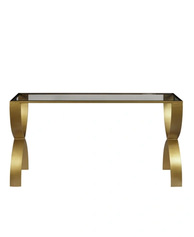 Home Fare Bella Iron Console Table With Glass Top In Gold-tone
