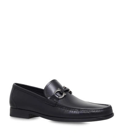 Ferragamo Grandioso Leather Bit Loafers In Black