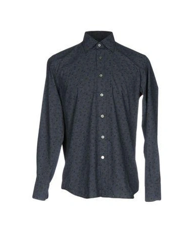 Canali Patterned Shirt In Steel Grey