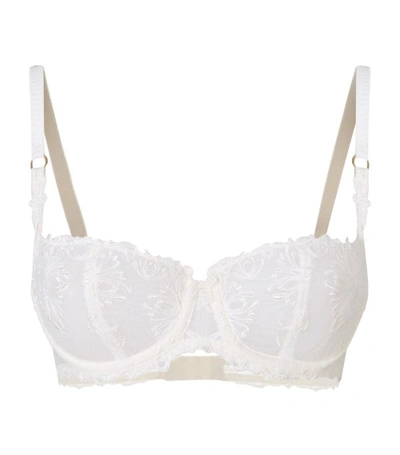 Chantelle Champs Elysees Embroidered Balconette Bra In White,brown