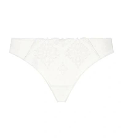 Chantelle Champs Elysees Embrodiered Lace Tanga In White/brown Bicolor
