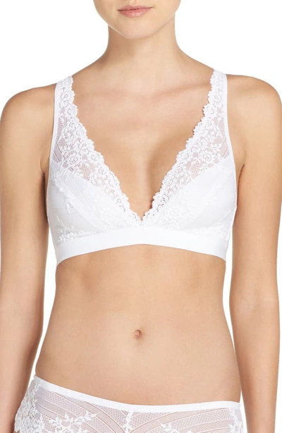 Wacoal Embrace Lace Convertible Plunge Soft Cup Wireless Bra In Delicious White