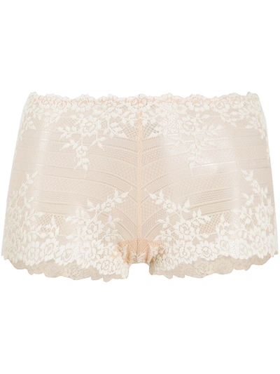 Wacoal Embrace Lace Embroidered Boyshort Underwear 67491 In Nude/ivory- Nude 01