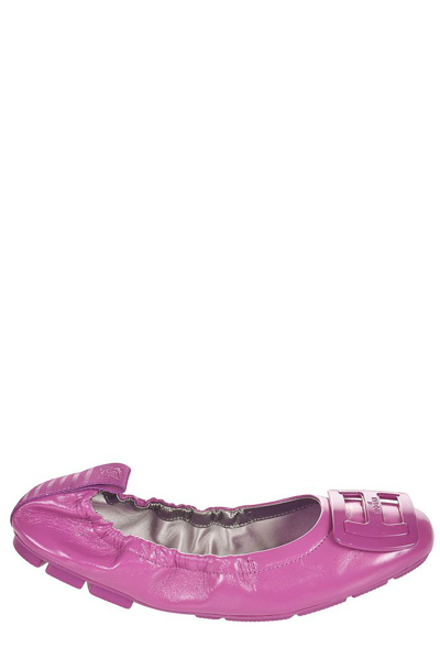 Hogan H511 Flat Ballerina In Patent Leather In Violet