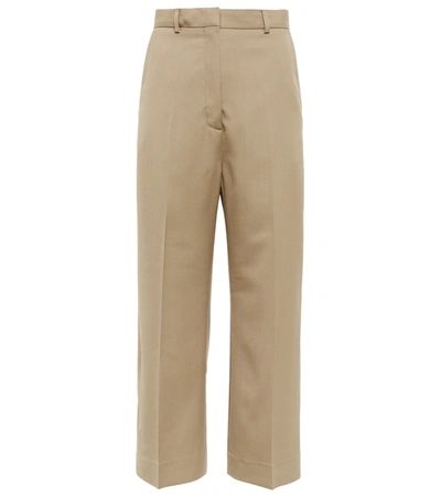 Acne Studios High-rise Cropped Canvas Trousers In Beige