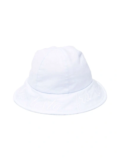 Monnalisa Babies' Logo Embroidered Bucket Hat In Blue